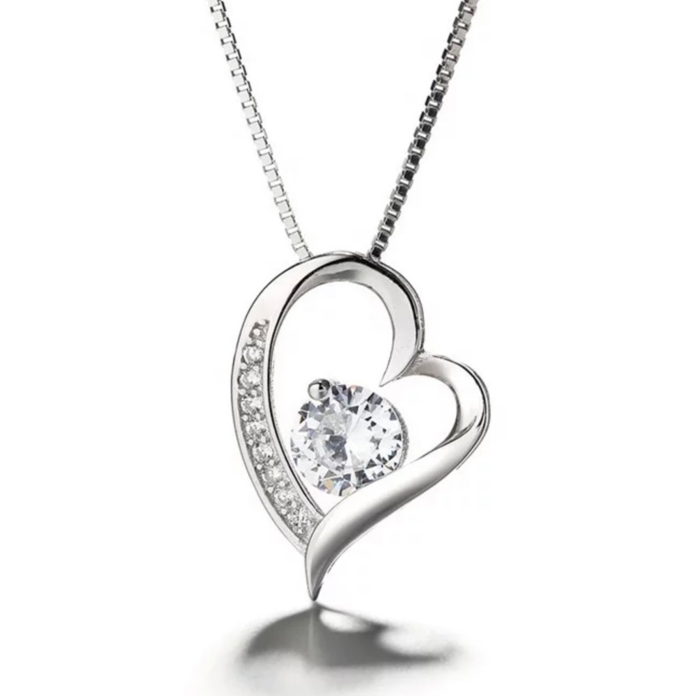 Open heart pendant w/box chain necklace